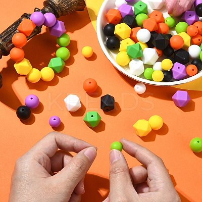 Halloween Theme 100Pcs 18 Styles Silicone Beads SIL-CJ0002-36-1