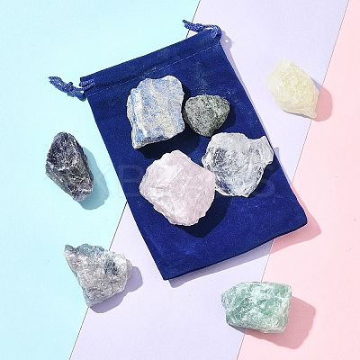 8Pcs Natural Lapis Lazuli & Ruby in Zoisite & Rose Quartz & Quartz Crystal & Amethyst & Fluorite & Citrine & Green Fluorite Tumbled Stone Sets DIY-FS0007-10A-1