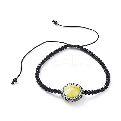 Faceted Rondelle Glass Braided Bead Bracelets BJEW-JB04808-M-1