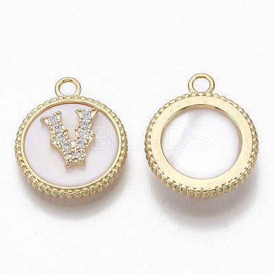 Brass Micro Pave Cubic Zirconia Pendants KK-T062-04V-NF-1