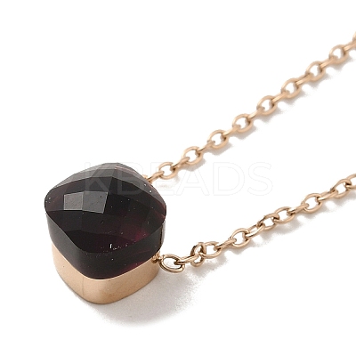 Glass Square Pendant Necklace with 304 Stainless Steel Cable Chains NJEW-K255-04KCG-1