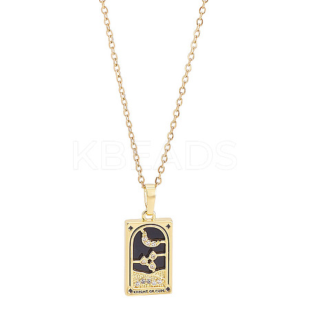 Brass with Cubic Zirconia Pendants Necklaces NJEW-LP0001-45K-G-1