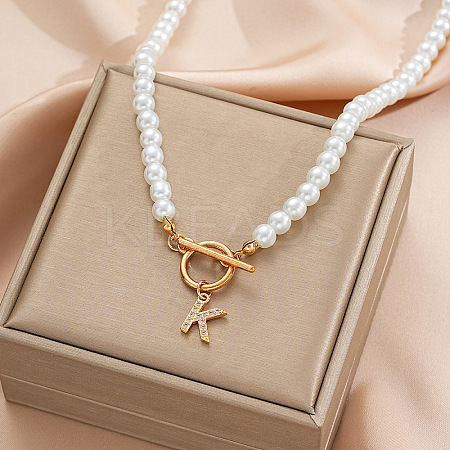 Alloy Crystal Rhinestone Letter Pendant Necklaces FS-WG0709C-06-1