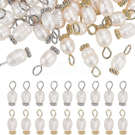 40Pcs 2 Colors Natural Cultured Freshwater Pearl Potato Charms PALLOY-HY00044-1