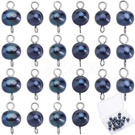Natural Cultured Freshwater Pearl Potato Connector Charms PALLOY-SC00015-1