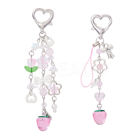 2Pcs 2 Stryles Lampwork and Acrylic Pendant Decorations HJEW-TA0001-36-1