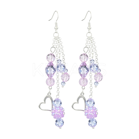 Brass Heart Dangle Earrings EJEW-FS00044-1