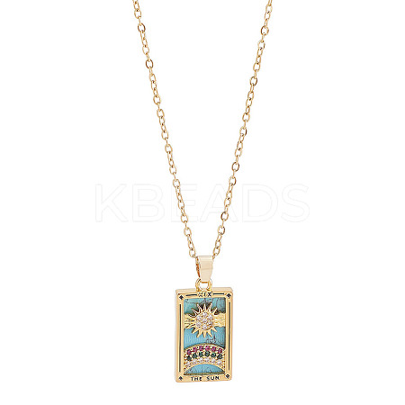 Brass with Cubic Zirconia Pendants Necklaces NJEW-LP0001-45C-G-1