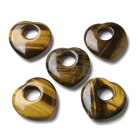 Natural Tiger Eye Hollow Pendants G-C167-06G-1