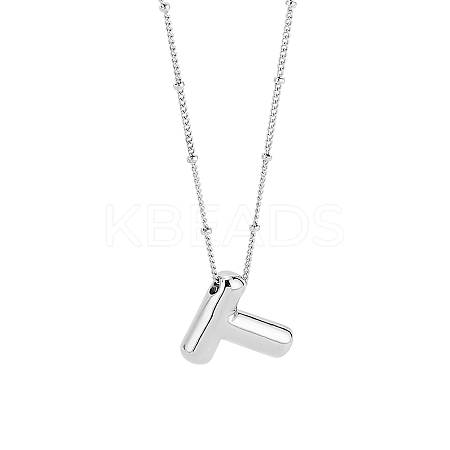 1pc Brass Chain with Alloy Letter Pendants Necklaces NJEW-LP0001-41T-P-1