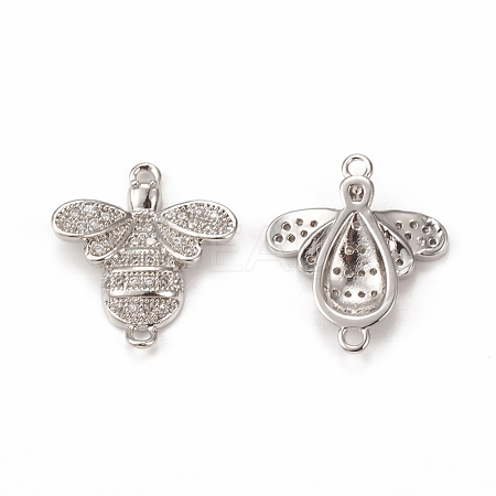 Brass Micro Pave Cubic Zirconia Connector Charms KK-E068-VB363-1