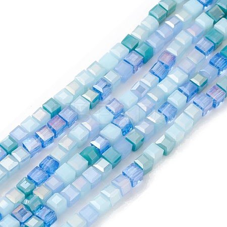Gradient Color Electroplate Glass Bead Strands X1-GLAA-E042-05A-1