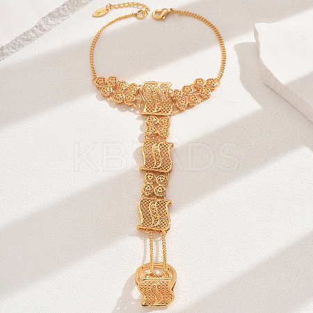 Vintage Brass Hollow Link Ring Bracelets for Women VR5801-1-1