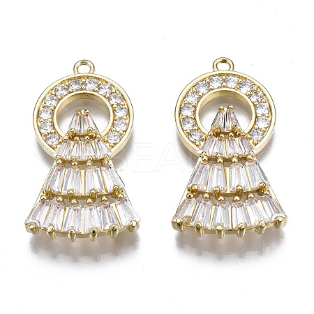 Brass Micro Pave Clear Cubic Zirconia Pendants ZIRC-S069-036G-1