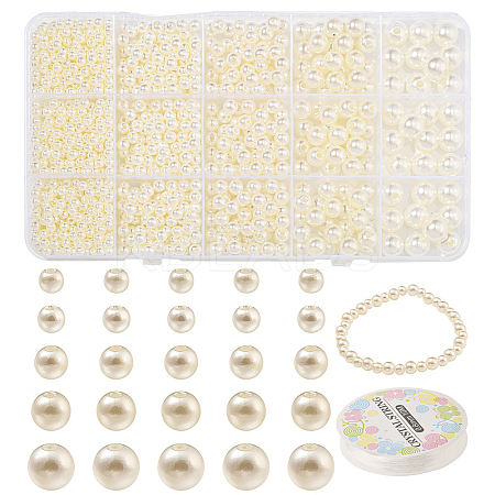 DIY Round ABS Plastic Imitation Pearl Beads Bracelet Making Kits DIY-YW0010-26B-1