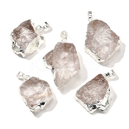 Raw Rough Natural Dyed Quartz Crystal Pendants G-G895-05S-01-1