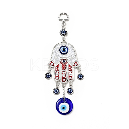 Alloy Enamel Palm Pendant Decoration HJEW-H058-07-1