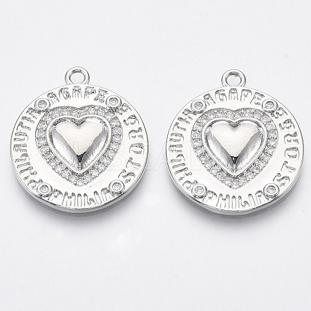 Brass Micro Pave Cubic Zirconia Pendants KK-R130-004-NF-1