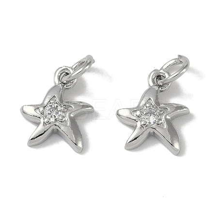 Brass Micro Pave Clear Cubic Zirconia Pendants KK-S367-15B-1