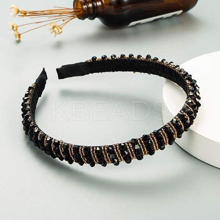 Bling Bling Glass Beaded Hairband OHAR-PW0007-27G-1