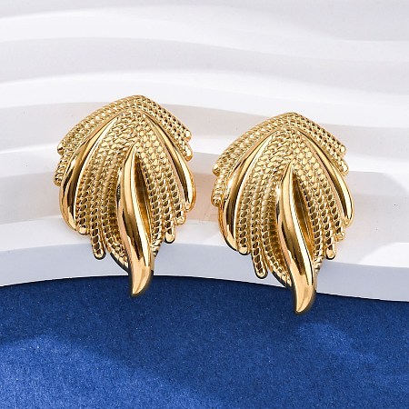 304 Stainless Steel Stud Earrings for Women LS-EJEW-F357-05G-1