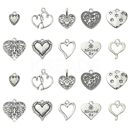 60Pcs 10 Styles Tibetan Style Alloy Pendants FIND-FS0002-20-1