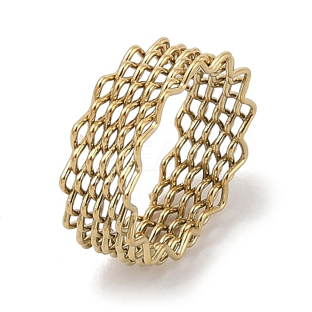 Ion Plating(IP) 304 Stainless Steel Wave Finger Rings for Women RJEW-G315-07E-G-1