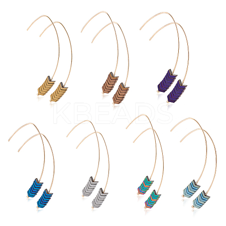 7 Pairs 7 Colors Synthetic Hematite Arrow Dangle Earrings EJEW-AN0001-43-1