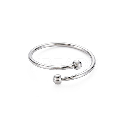 Non-Tarnish 304 Stainless Steel Double Beaded Thin Open Cuff Rings LS-RJEW-N038-048P-1