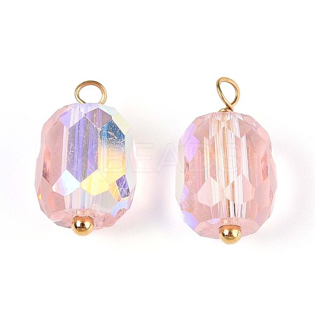 Electroplate Glass Barrel Charms STAS-N110-14G-1