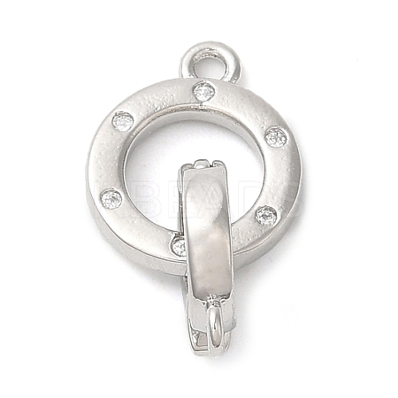 Brass Micro Pave Clear Cubic Zirconia Fold Over Clasps KK-G505-12P-1