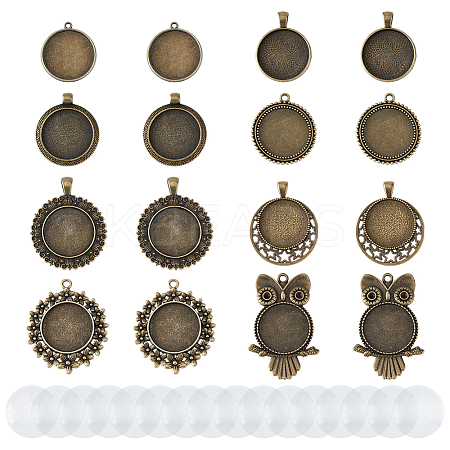 DIY Flat Round Pendant Jewelry Kits DIY-DC0003-24-1