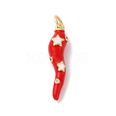 Brass Micro Pave Cubic Zirconia & Enamel Pendants KK-Q098-35G-A-1
