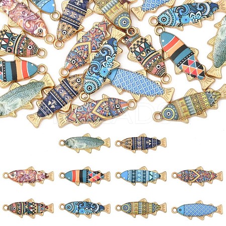 20Pcs 10 Colors Alloy Enamel Pendants FIND-YW0007-86-1