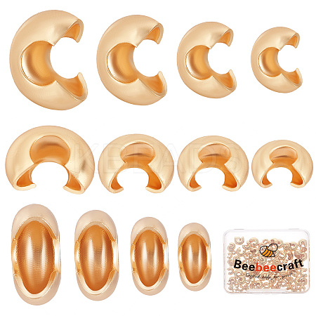 120Pcs 4 Style Brass Crimp Beads Covers KK-BBC0004-51-1