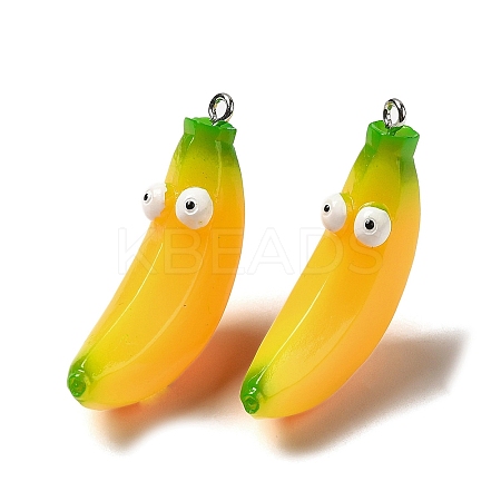 Cartoon Opaque Resin Fruit Pendants CRES-B018-01-1