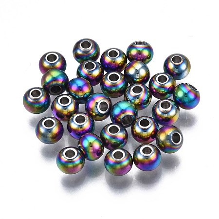 Rack Plating Rainbow Color 304 Stainless Steel Beads STAS-S119-081B-01-1
