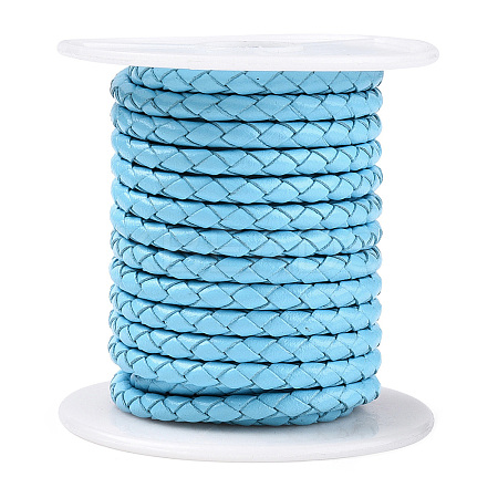 Braided Cowhide Leather Cord NWIR-N005-01N-4mm-1