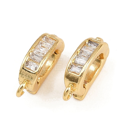 Oval Brass Micro Pave Clear Cubic Zirconia Fold Over Clasps KK-A269-42G-1