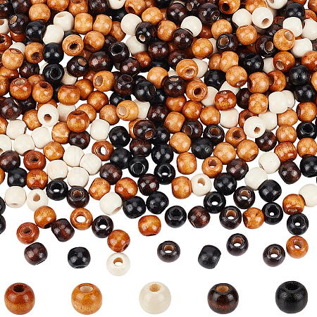 500Pcs 5 Colors Maple Wood Beads WOOD-GF0002-47-1