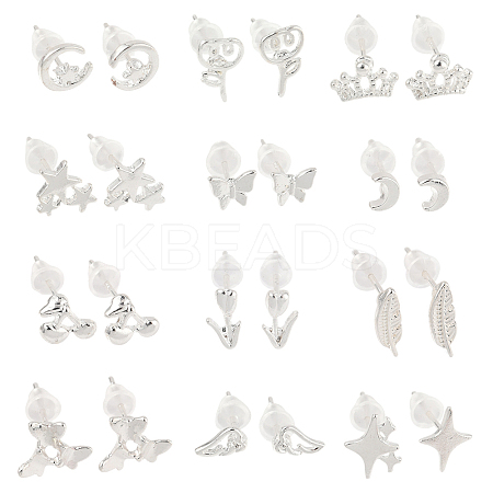 12Pairs 12 Styles Alloy Stud Earrings EJEW-FS0001-29-1