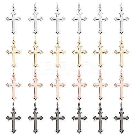 24Pcs 4 Colors Brass Pendants KK-PH0003-77-1