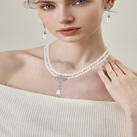 Alloy Rhinestones Necklace and Earrings Sets SJEW-LP0001-48-1