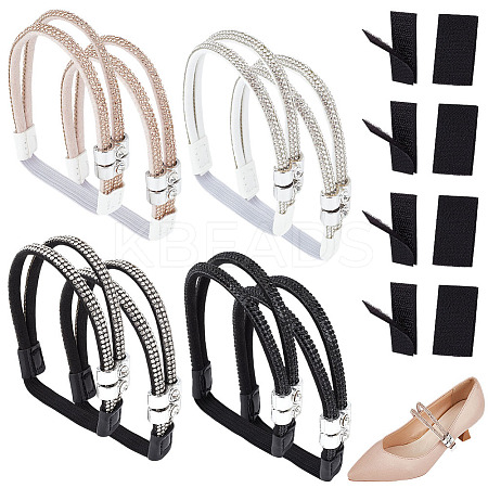 4 Pairs 4 Colors Polyester Rhinestone Elastic Shoelaces DIY-OC0013-17-1