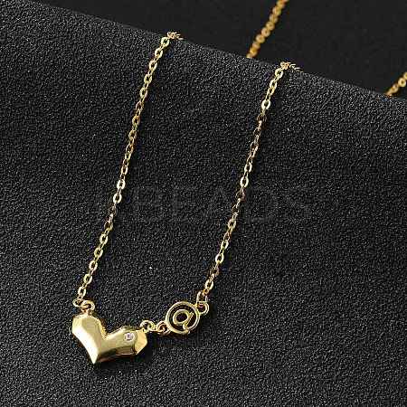 925 Sterling Silver Pave Clear Cubic Zirconia Heart Pendant Necklaces for Women NJEW-D315-04G-1