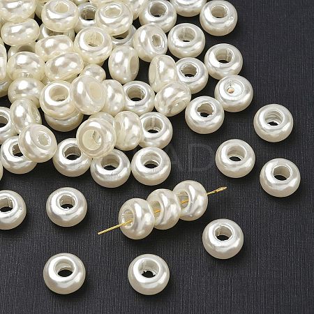 ABS Plastic Imitation Pearl Rondelle Large Hole European Beads MACR-S256-A41-1