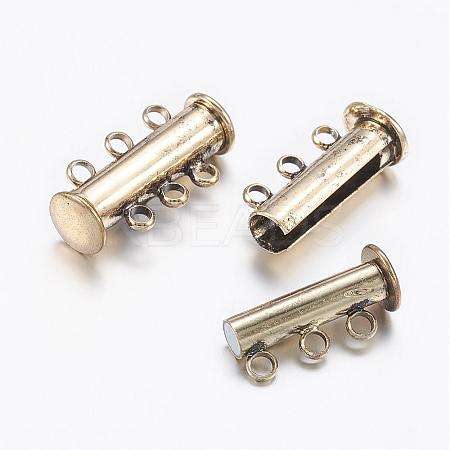 3-Strands 6-Holes Tube Brass Magnetic Slide Lock Clasps KK-D473-AB-NF-1