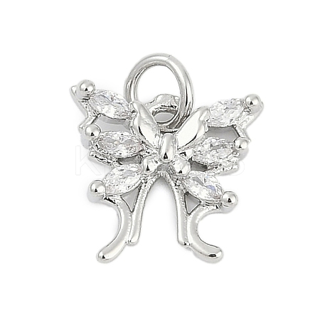 Brass Micro Pave Clear Cubic Zirconia Charms KK-G522-09P-1