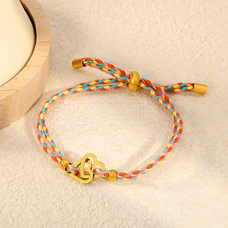304 Stainless Steel Link Braided Cotton Cord Adjustable Slider Bracelets WG7AACD-01-1