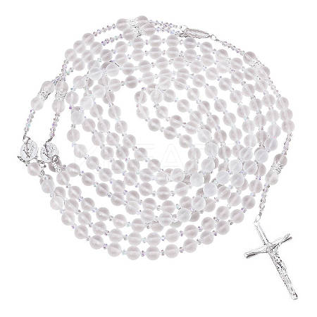 Glass Beads Wedding Rosary Lasso Rope for Wedding HJEW-OC00259-1